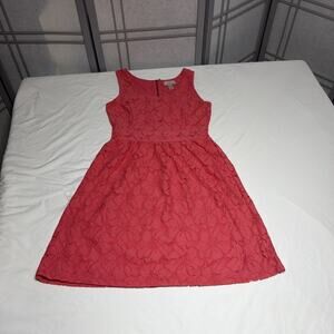 Ann Taylor Loft Coquette Coral Lace Dress - Size 2 Wedding Guest/Easter